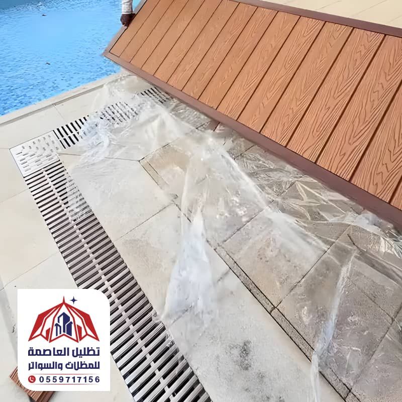تغطية مسبح بالواح بديل الخشب باركيه بالرياض