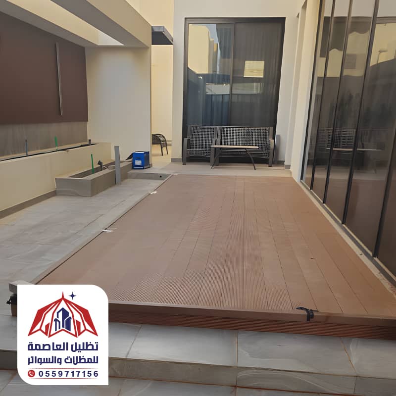 غطاء مسبح بديل خشب ديكور مسبح